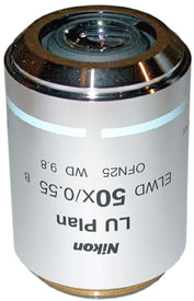 Nikon LU Plan ELWD 50x Brightfield Darkfield Objective